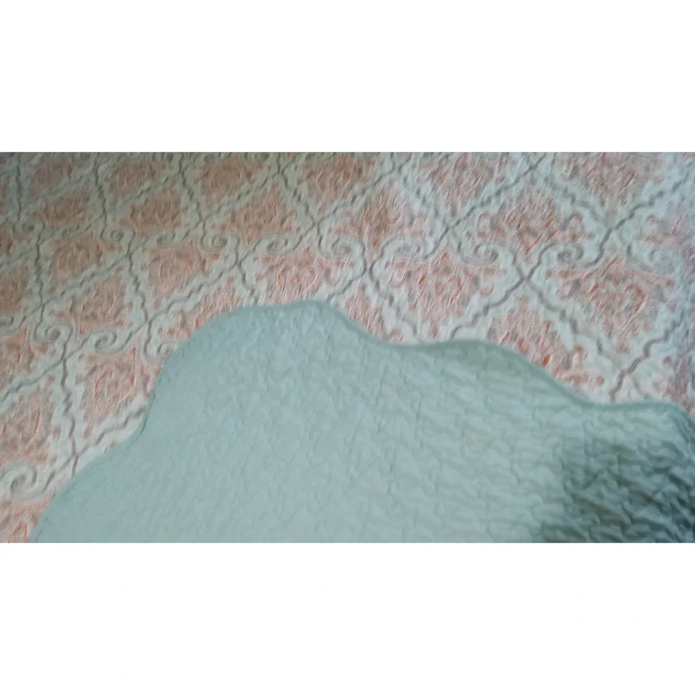 Aqua Paisley Quilted Bedspread‎ Two Pillow Shams Reversible Queen 90x88 SEE